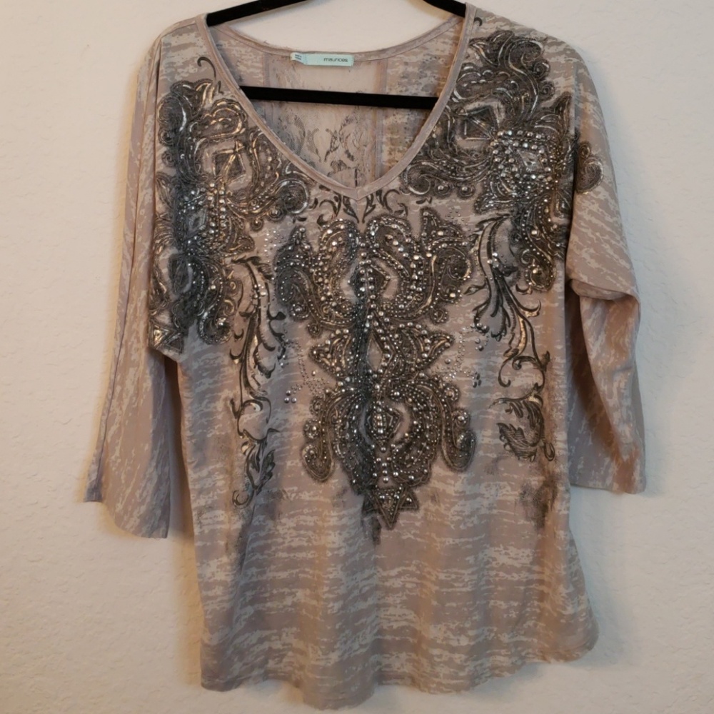 Nwot! Maurices jeweled gray top